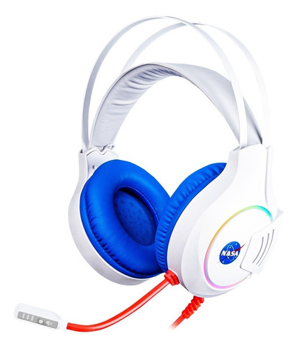 Diadema Gamer Alambrica Headset Blanco/azul Nasa Ns_hsg03 Color Blanco