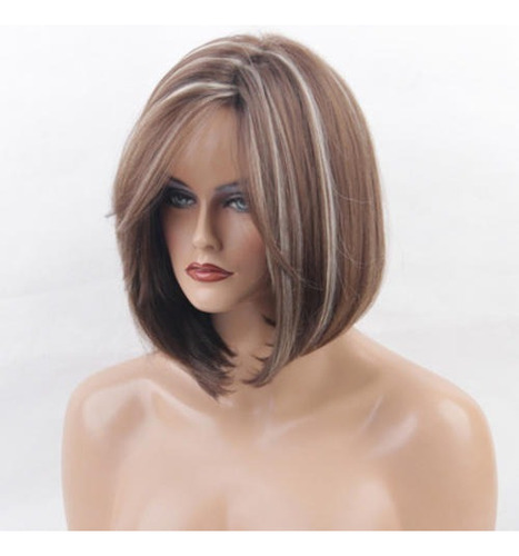 Peluca Rubia De Cabello Natural A La Moda Para Mujer
