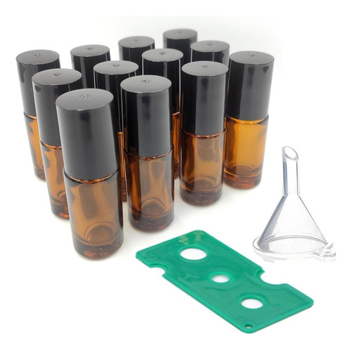 Kit Com 10 Frascos Roll On Ambar 5ml Perfume Oleo Essencial