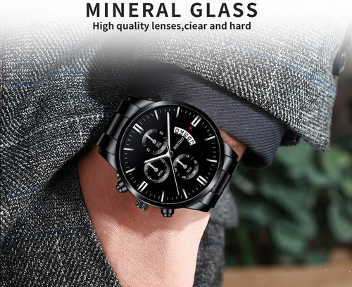 Nuevo Reloj Original Con Fecha Reloj Correa De Metal Hombre