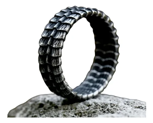 comprar Anillo  Acero Titanio Escamas Hombre Vintage Titanio A331