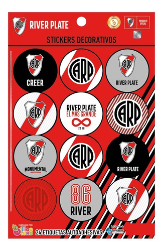 Stickers Adhesivos Decorativos Otero X 24 Un - River Plate