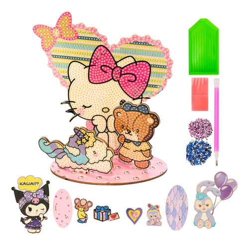 Kit Pintura De Diamantes 3d Madera Sanrio Kuromi Y Mas 7061 Mickey Y Minnie