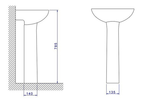 Imagen 7 de 10 de Pie Columna Deca Marajo Sin Pileta Loza Ceramica Vanitory