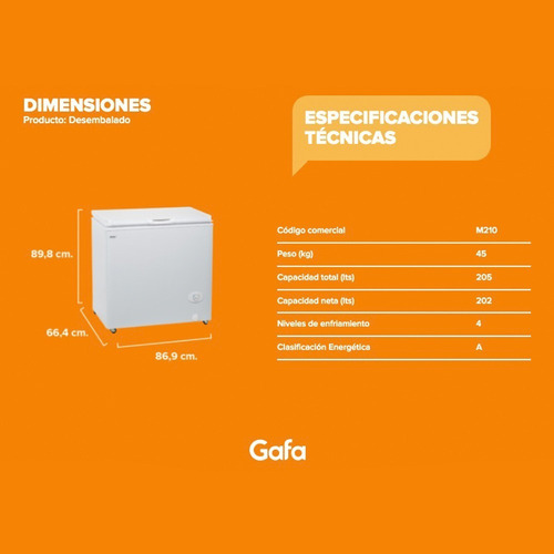 Imagen 4 de 10 de Freezer Horizontal De Pozo Gafa Eternity M210 205 Lts Outlet
