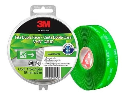 Cinta Doble Faz 3m Vhb 4910 Interior Transp 19 Mm X  5 Mts