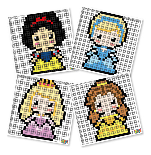 Kit Princesas2 C/ Plantillas Pixel Art 5mm Midi C/accesorios Color A Diámetro 5 Mm Largo 5 Mm