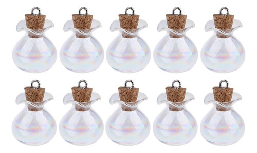 10pcs Mini Botella Colgantes De Cristal Frascos De Tapón De