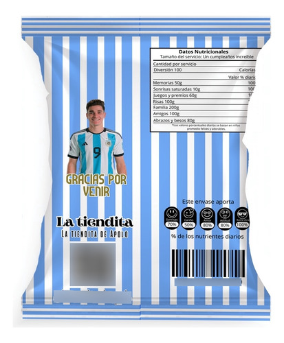 Bolsitas Golosineras Chips Bags Julián Alvarez X10 Souvenir