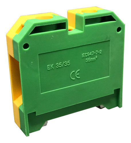 Borne Sak Terra 35mm Trilho Din Verde/amarelo