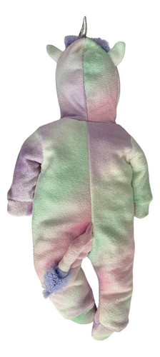 Mameluco Con Gorro Bordado Unicornio Foil Arcoíris