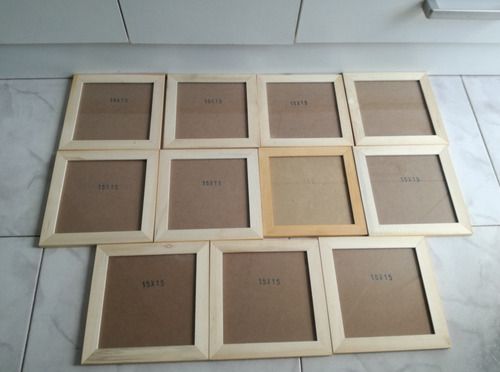 Lote De 11 Cuadros De Madera Natural Kiri 15x15 Beige Beige