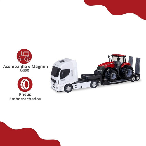 Imagem 3 de 10 de Kit Brinquedo Caminhão Iveco Plataforma + Trator Case