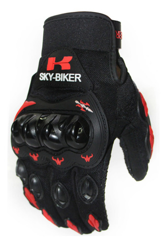 Guantes De Moto Con Nudillos Duros En L, Color Rojo