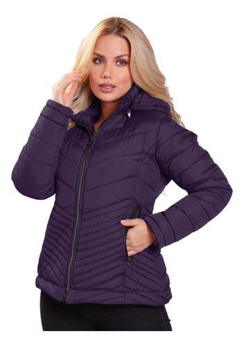 Chaqueta Acolchada Impermeable Para Mujer  Morada Oscuro