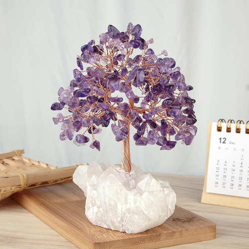 Mookaitedecor Árbol De Dinero De Cristal De Amatista Con Bas