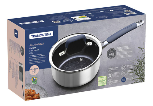 Sartén Tramontina Romagna de Cerámica y Aluminio 18 cm Negra