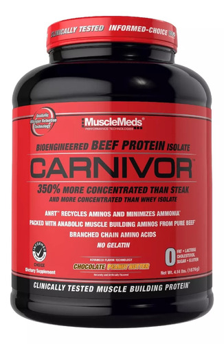 Suplemento en polvo MuscleMeds  proteina de carne Carnivor beef protein sabor chocolate peanut butter en frasco de 1.876kg