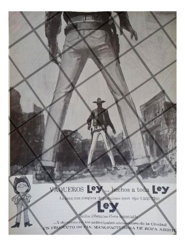 Cartel Publicitario Retro Pantalones Vaqueros Ley 1967