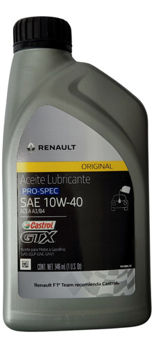 Aceite Sintético Castrol Gtx  10w - 40 Para Renault Cuarto