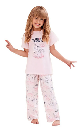 Pijama Niña Cat Brilla Oscuridad Gato Conjunto Multiuso K