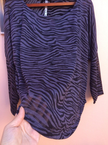 Remera Mujer Gris Poliester Elastizada Talle M