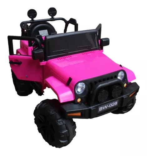 Carro Eletrico Infantil Meninas Controle Luz Som Jeep Rosa