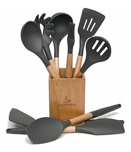 10pcs Kitchen Utensil Set With Holder For Non-stick Cookware