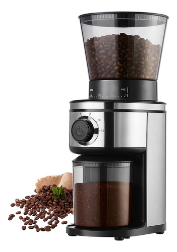 Molinillo De Café Cónico Eléctrico 30 Ajustes Plateado Negro Bg702s-pg