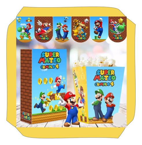 Kit Imprimible Super Mario Bros Decoracion Candy Bar Eventos