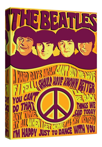 Cuadro Decorativo Canvas Moderno Beatles Color Beatles 02 Armazón Natural