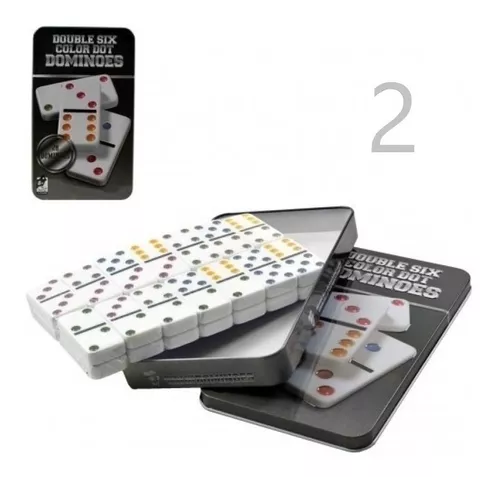 2 Jogo Domino Profissional Pesado Caixa Marcação Colorida