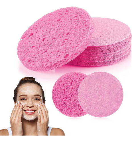 50 Esponjas De Limpieza Faciales Comprimidas De Celulosa