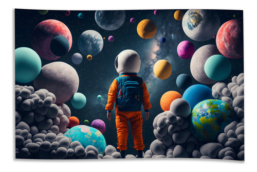 Painel Em Lona Festa Astronauta Sonhador - 100cm X 65cm