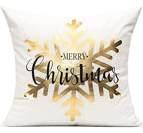 Fundas De Cojin Para Navidad Pino Copos Y Reno Blanco 40cm Blanco Navidad
