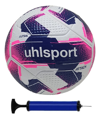 Bola Futsal Uhlsport Attack + Bomba De Ar Cor Rosa/branco