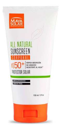 Protector Solar Maya Solar All Natural Derma FPS 50+ Corporal 150ml
