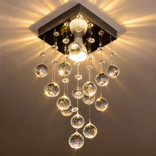 Lustre Cristal Acrílico Quarto Sala Vai Montado  Promoção - R$ 68,57