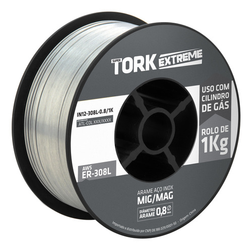 Arame Solda Mig Inox 308l Uso Com Gás 0.8mm Rolo De 1kg Tork