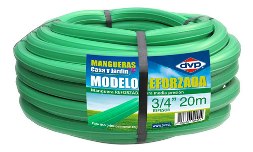 Manguera Pvc Reforzada 20mts 3/4 Pulgadas Dvp Color Verde