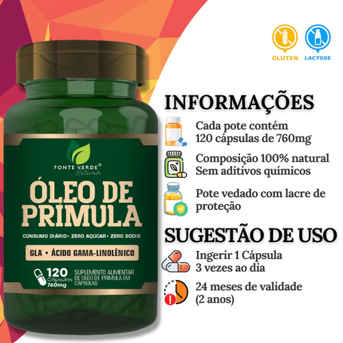 Óleo De Primula Premium 120 Cáps - Fonte Verde
