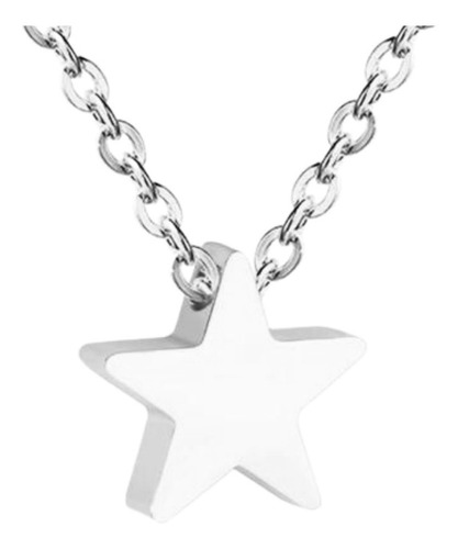 Imagen 3 de 4 de Collar Mujer Estrella Minimalista Acero Inoxidable Plata