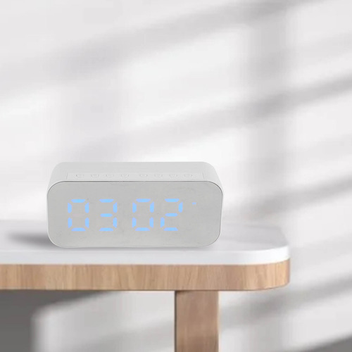Reloj Despertador Bluetooth Led Digital Con Espejo Para Cabe