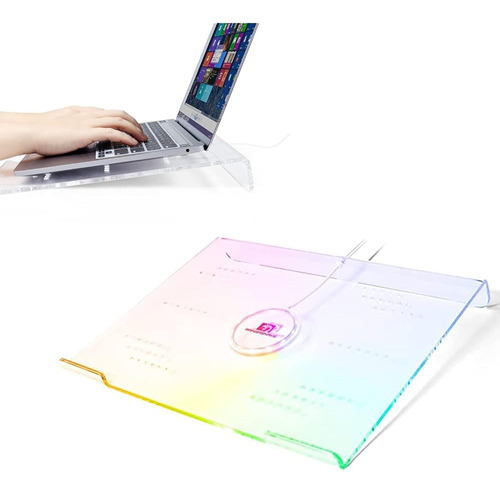 ~? Selorss Acrylic Rgb Laptop Stand Con Cargador Usb, Escrit