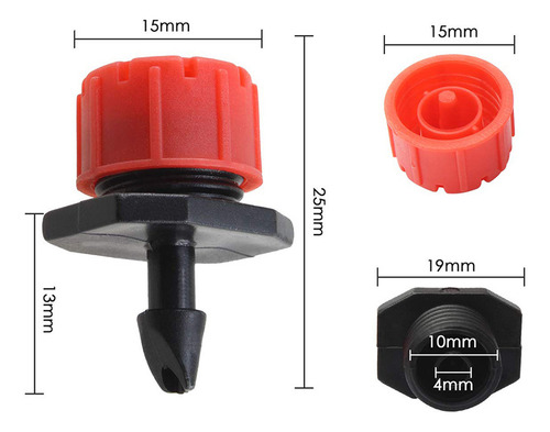 Gotero Ajustable De 0 A 80 L/h Con Pellizco, 100 Unidades