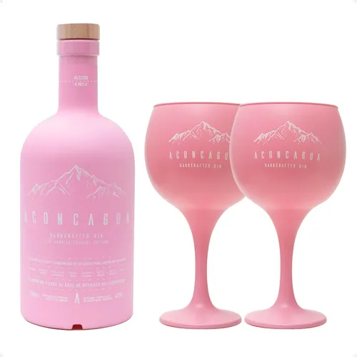 Gin Aconcagua Rosa Red Berries 750ml + 2 Copas Regalo Combo 