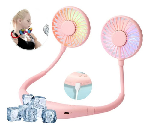 Mini Ventilador Portátil De Cuello Con Led Para Ejercicio