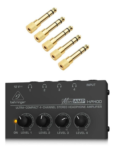Amplificador Audífonos Behringer Microamp Ha400 Adaptadores