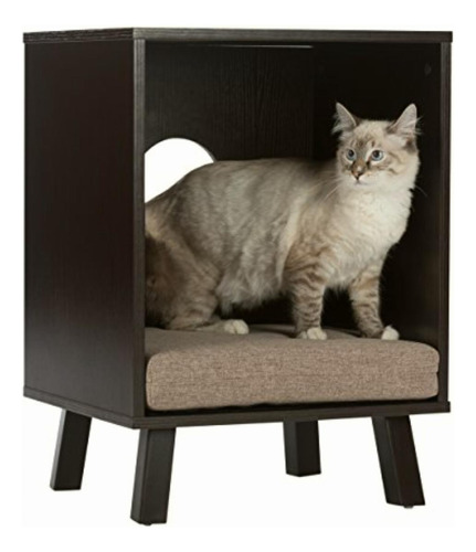 Paws & Purrs Pet Bed And End Table, Espresso/sand