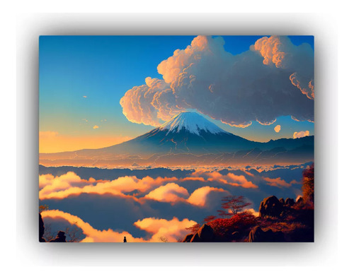 Cuadro Fotografia Volcan Nevado Flor Rosada 30x20cm